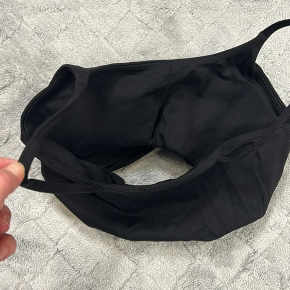 Black Cropped Yoga Athletic Performance Workout Top w/ Built-In Sports Bra / Med - Picture 3 of 4